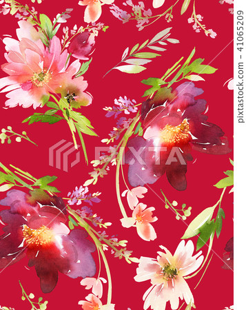 Seamless summer pattern with watercolor flowers - Stock Illustration ...