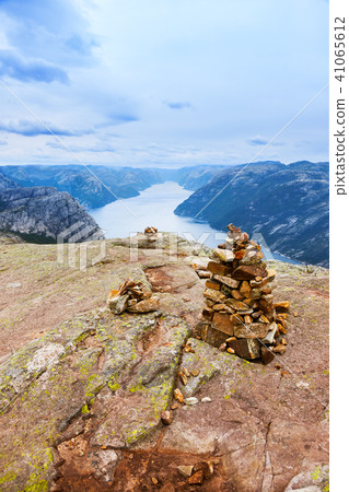 Cliff Preikestolen in fjord Lysefjord - Norway 41065612
