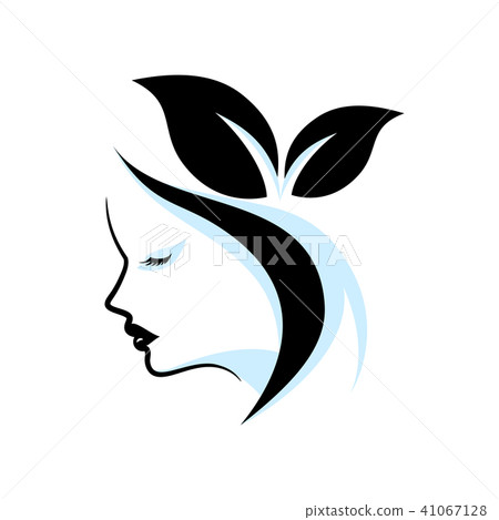 Girl head illustration. Eye, ear, hair, lips, neck. leaf Girl head illustration. Eye, ear, hair, lips, neck. leaf 41067128