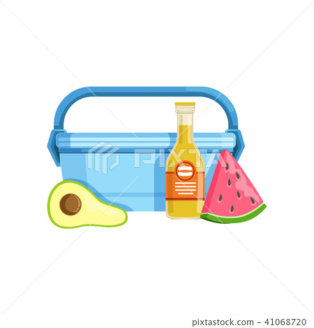 Lunch box with avocado, watermelon and bottle of juice, healthy food for kids and students vector Lunch box with avocado, watermelon and bottle of juice, healthy food for kids and students vector 41068720