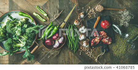 Winter vegetarian or vegan food cooking ingredients, wide composition Winter vegetarian or vegan food cooking ingredients, wide composition 41068785