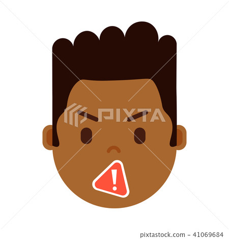 african boy head emoji with facial emotions, avatar character, man censorship face with different 41069684