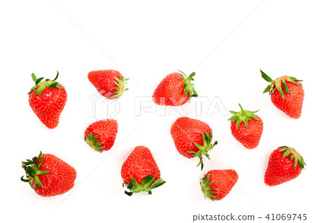Strawberries isolated on white background with copy space for your text. Top view. Flat lay pattern Strawberries isolated on white background with copy space for your text. Top view. Flat lay pattern 41069745