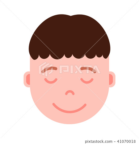 boy head emoji personage icon with facial emotions, avatar character, man sleep smiling face with 41070018