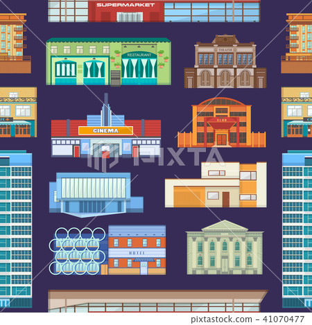 Building facade of cityscape with skyscrapers vector newbuild mall and business officebuilding 41070477