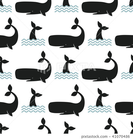 Vector whale illustration seamless pattern humpback ocean marine mammal wildlife aquatic animal Vector whale illustration seamless pattern humpback ocean marine mammal wildlife aquatic animal 41070486