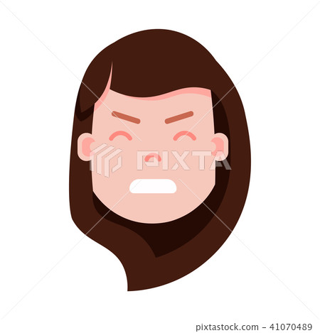 girl head emoji personage icon with facial emotions, avatar character, woman nervous face with girl head emoji personage icon with facial emotions, avatar character, woman nervous face with 41070489