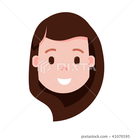girl head emoji personage icon with facial emotions, avatar character, woman satisfied face with girl head emoji personage icon with facial emotions, avatar character, woman satisfied face with 41070595
