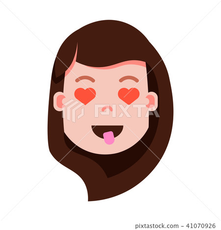 girl head emoji personage icon with facial emotions, avatar character, woman heart in eyes face with girl head emoji personage icon with facial emotions, avatar character, woman heart in eyes face with 41070926