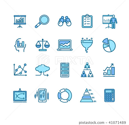 Data Analytics Statistics Signs Color Thin Line Icon Set. Vector 41071489
