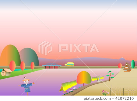 Autumn rural areas, sunsets and rice fields Autumn rural areas, sunsets and rice fields 41072210