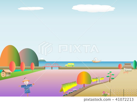 Autumn rural areas, sunsets and rice fields Autumn rural areas, sunsets and rice fields 41072213