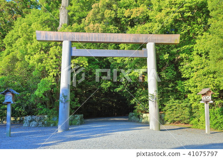 伊勢神宮鳥居 照片素材 圖片 圖庫