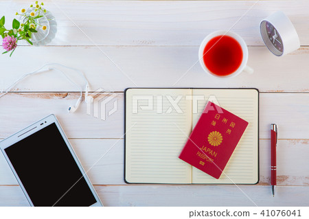 Desktop landscape with passport Desktop landscape with passport 41076041