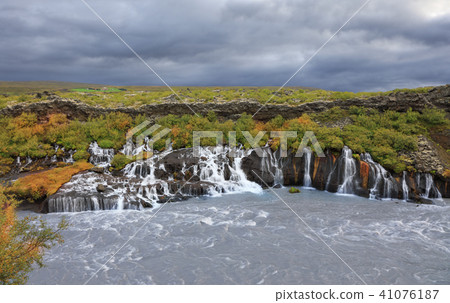 A series of Hraunfossar waterfalls in Iceland 41076187