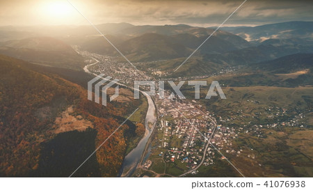 Aerial View of beautiful autumn mountain landscape Aerial View of beautiful autumn mountain landscape 41076938
