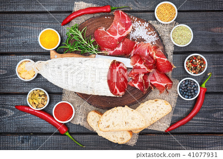 Sliced cured coppa with spices Sliced cured coppa with spices 41077931
