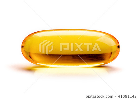 One capsule of Omega 3 isolated on white background One capsule of Omega 3 isolated on white background 41081142