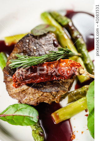grilled steak with asparagus grilled steak with asparagus 41083531