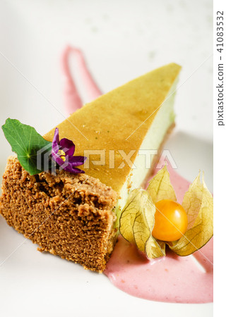 matcha cheesecake with sauce matcha cheesecake with sauce 41083532