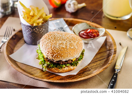 burger with french fries burger with french fries 41084082