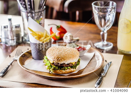 burger with french fries burger with french fries 41084090