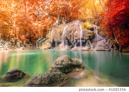 Waterfall in Deep forest at Erawan waterfall  41085356