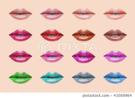 Colorful lips set 41089964