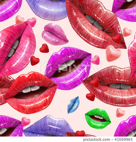 Seamless pattern made of sexy lips 41089965