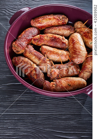 fried italian Braciole -beef steaks rolls 41089982