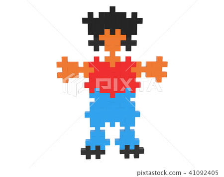 Silhouette of puzzle boy with black hair 41092405