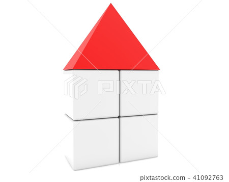 White cube house with roof 41092763