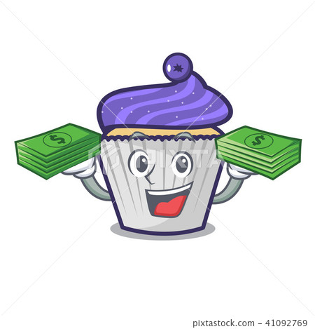 With money bag blueberry cupcake mascot cartoon With money bag blueberry cupcake mascot cartoon 41092769