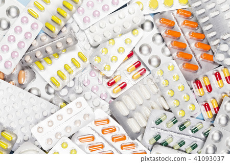 Various medicine pills. Top view 41093037