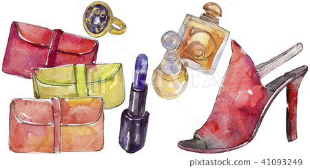 Fashionable accessories  sketch fashion glamour illustration in a watercolor style isolated. 41093249