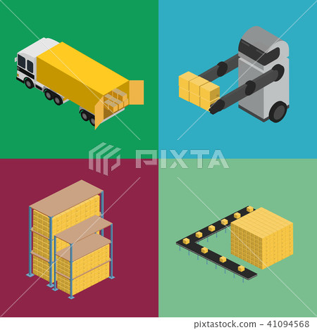 Warehouse logistics isometric icon set 41094568