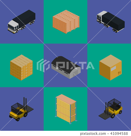 Delivery logistics and transportation icons set 41094588