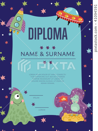 Diploma Cartoon Colorful Template Diploma Cartoon Colorful Template 41094591