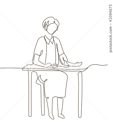 Woman measures blood pressure - one line design style illustration Woman measures blood pressure - one line design style illustration 41094873