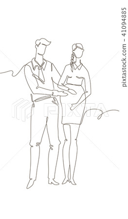 Happy couple expecting a child - one line design style illustration 41094885