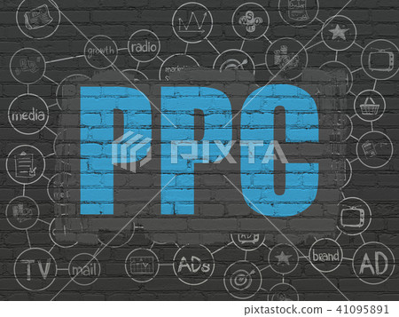 Marketing concept: PPC on wall background - Stock Illustration ...