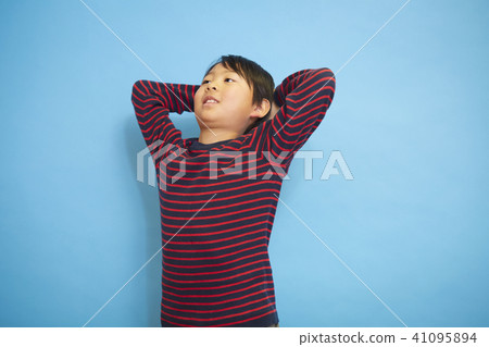 兒童的肖像藍色背面 41095894
