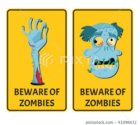 Beware of zombies labels with monster body parts Beware of zombies labels with monster body parts 41096632