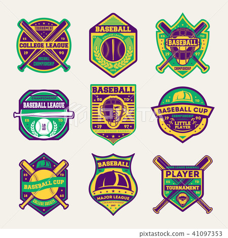 Baseball professional league isolated label set 41097353