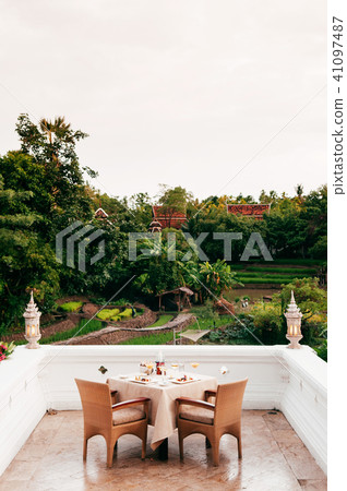 Luxury dinner table at fine dinning restaurant 41097487