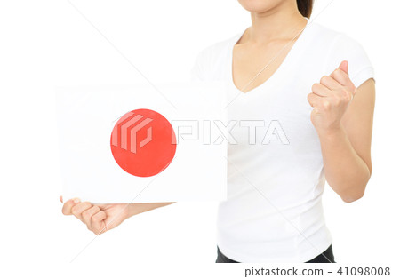 有國旗的一名婦女 41098008
