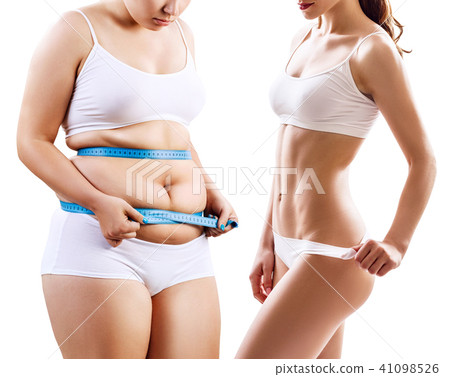 Woman's body before and after weight loss. Woman's body before and after weight loss. 41098526