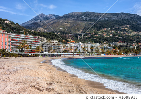 Beach and Sea in Menton Town on French Riviera 41098913