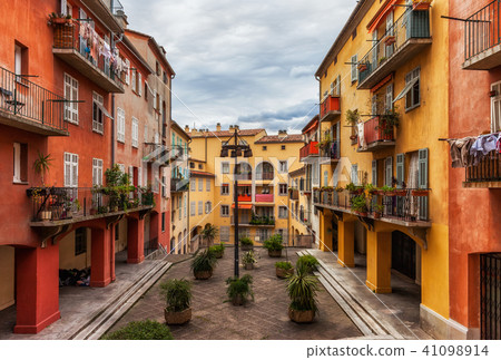 Colorful Old Town Houses in Nice City in France 41098914