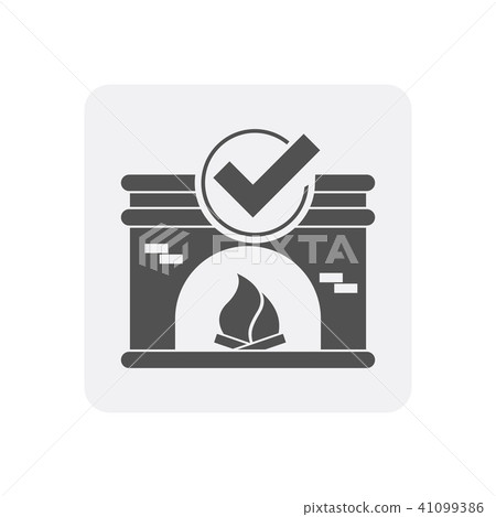 Quality control at home icon with fireplace sign 41099386